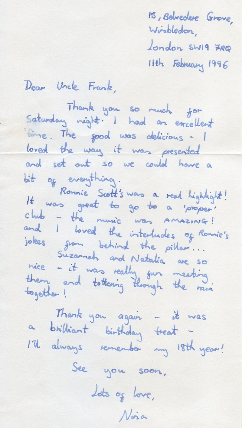 Thank you letter Nina